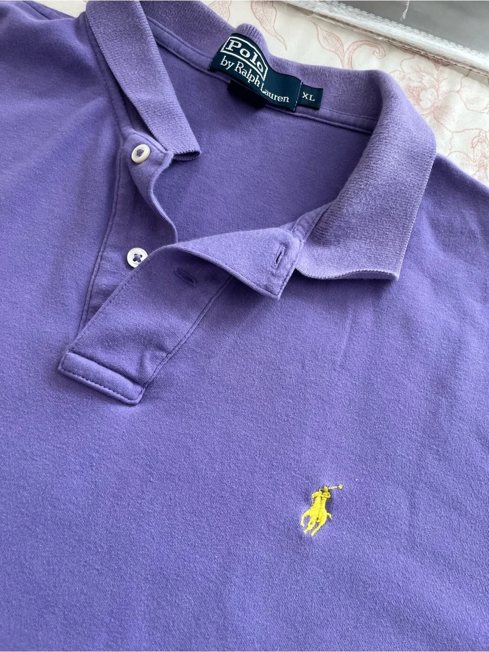 Polo Ralph Lauren Shirt with Small Yellow Pony Logo - Purple XL